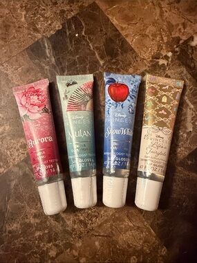 Disney Princess Lip Gloss Set – Pink, Teal, Blue, Gold Tubes